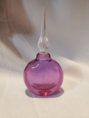 Vintage Signed Vandermark Studio Art Glass Perfume Bottle – Amethyst Purple